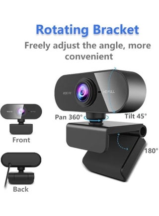 كاميرا ويب USB بدقة فول HD 1080بكسل مع ميكروفون، كاميرا بث مباشر مزودة بعدسة زجاجية وتركيز تلقائي، كاميرا ويب قابلة للتعديل للمؤتمرات المرئية والفصول عبر الإنترنت على أجهزة الكمبيوتر بماك - view 3